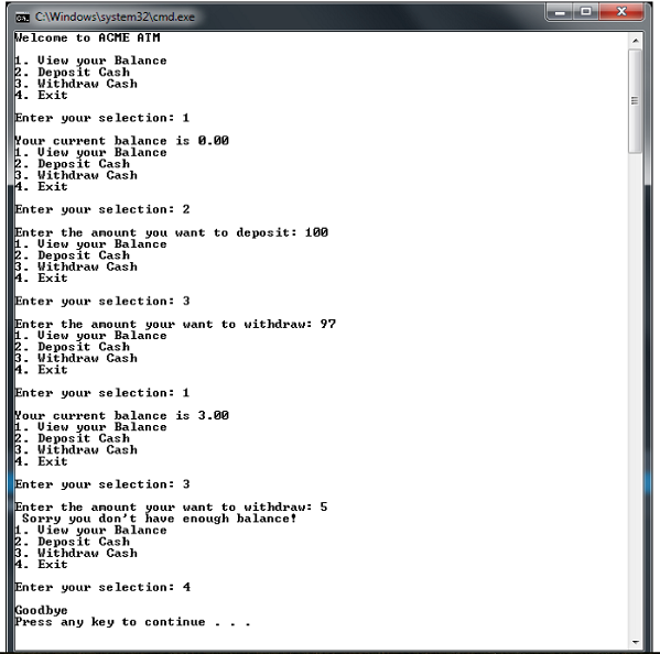 Simple Atm Program In Turbo C