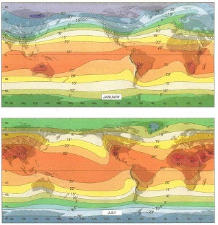 1466_World Distribution of mean surface tempreature for january and july.jpg