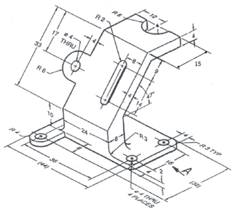 Draw the front view - third angle projection