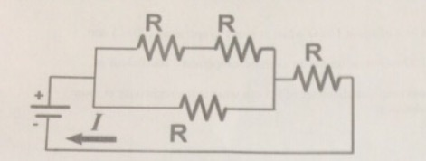 1870_Four identical resistors are connected to a battery.png